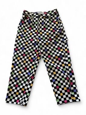 Vintage Multicolor Checkerboard Carpenter Pants Retro Women’s Size 8 80s 90s
